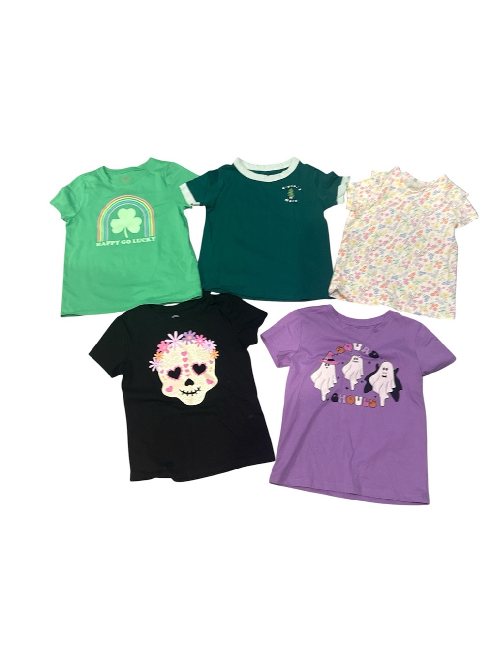 Girls T-Shirts Sizes 6, 6-7, 7-8 Floral Halloween Ghost Sugar-skull Outdoors